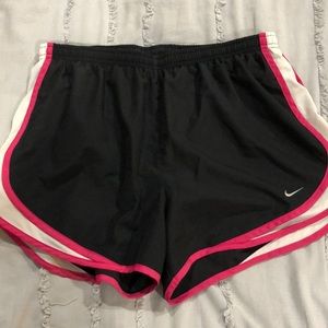Nike black and pink lined running shorts